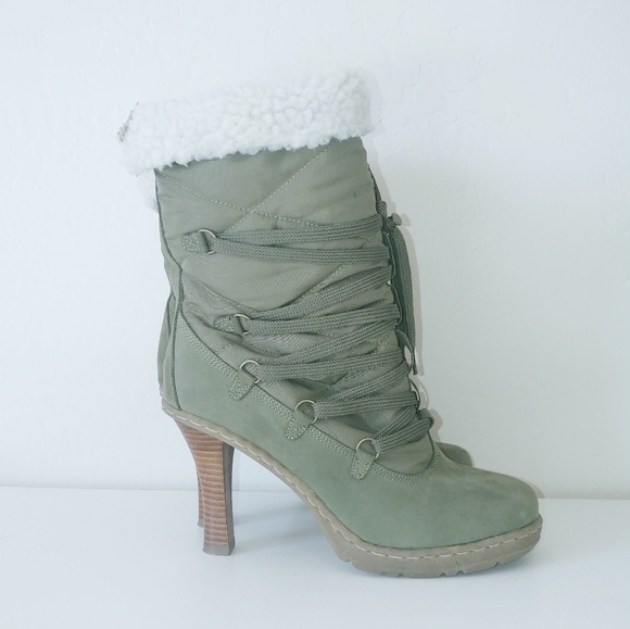 Bakers Shoes - Bakers heeled army green snow boots